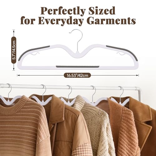 Short Neck Plastic Hangers 20 Pack, Space Saving Non-Slip Clothes Hangers with 360° Swivel Hook, Heavy Duty Slim Hangers for Shirts, Dresses, Coats, Closet Organizer(Grey)
