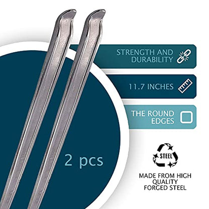 2pc Tire Iron Motorcycle Tire Spoons Levers Tire Changer Spoons Dirtbike Tire Changing Tools Set Remover Heavy Duty Steel Tyre Removal Tool Spoon for Dirt Bike Scooter Bicycle Mower (11.7 inch)