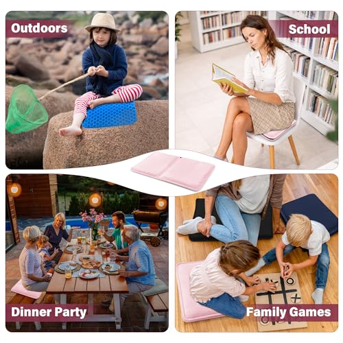 SPRING SEAON Large Gel Seat Cushion for Pressure Relief – Honeycomb Buffer Design with Extra Thick Filling, Anti-Slip Bottom, Perfect for Long Sitting, Travel, Airplane and Daily Comfort (Pink) - color: Pink