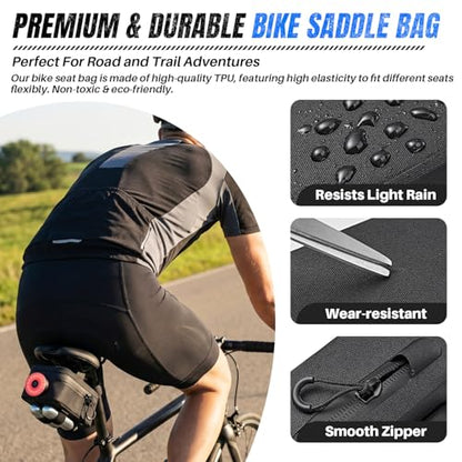 WOTOW Magnetic Bike Saddle Bag - 0.43L Portable Lightweight Under Seat Bicycle Bag with Fast Magnetic Clasp Attachment, Waterproof Zipper, Internal Pocket for Road, Mountain Bikes(S) - size: Small