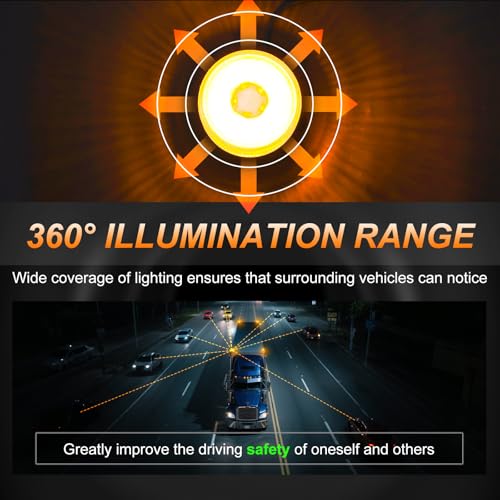 2PCS Amber Strobe Lights, 30-Led Emergency Safety Mini Strobe Beacon Lamp, Caution Flashing Warning Light For Cars, Trucks, Tow, Bus, Tractor, Trailer, ATV, RV, Vehicles