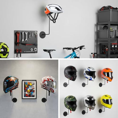 6PCS Helmet Hanger,Metal Motorcycle Helmet Holder Wall Mount Helmets Rack Multifunctional Ball Rack and Hat Hooks for Jacket Coats Basketball Volleyball Football Motorcycle Mask Bike Racks