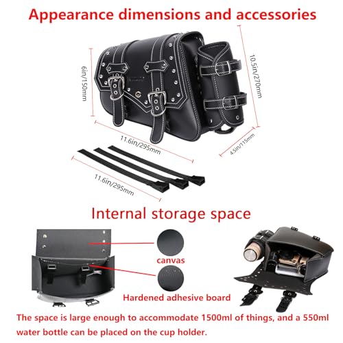 Motorcycle Saddle Bags Side Bags - Saddlebags Softail Pvc Leather,Waterproof, Side Tool Bag, Universal Storage Tool Bag for Motorbike,with cup holder (Left Side) - style: Left