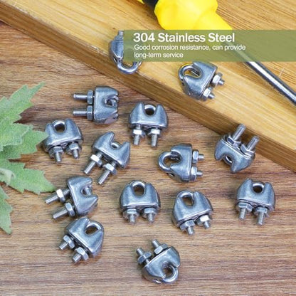12pcs M2 Wire Rope Clamp, 1/16 inch Cable Clamps Stainless Steel Wire Rope Clips - size: M2