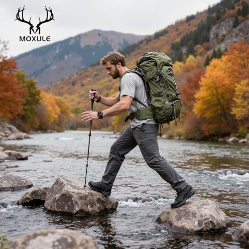 MOXULE Pro 2400 Frame Backpack - Meat Hauler Pack with Rain Cover for Outdoor - Lightweight, Green - color: Green 40l