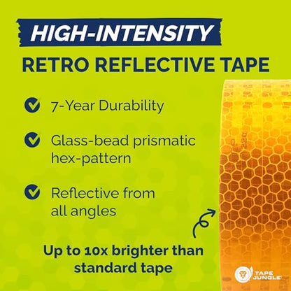 High Intensity Retro Reflective Tape (HXREF) [4 Rolls] 2" (50mm) x 10 yds Yellow - color: Yellow, size: 2"(50mm) [4 rolls]