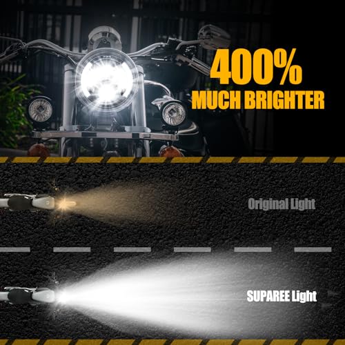 SUPAREE 7 Inch LED Motorcycle Headlight with Turn Signal: Black Motorcycle Headlight Compatible with Touring Road King Ultra Classic Electra Street Glide Tri Cvo Heritage Softail Slim Deluxe Fatboy