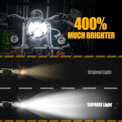 SUPAREE 7 Inch LED Motorcycle Headlight with Turn Signal: Black Motorcycle Headlight Compatible with Touring Road King Ultra Classic Electra Street Glide Tri Cvo Heritage Softail Slim Deluxe Fatboy