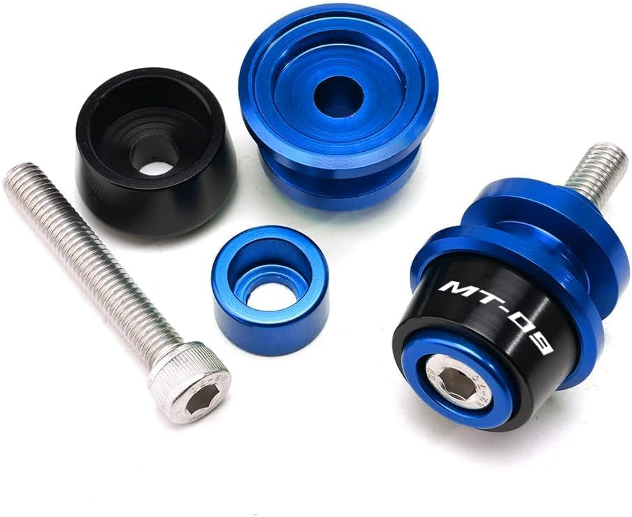 MOWOK Fit For YAMAHA MT03 MT-03 2015 2016 2017 2018 2019 2020 2021 2022 2023 2024 2025 Motorcycle Accessories 6MM Swingarm Spools Slider M6 Stand Screws (Blue) - color: Blue