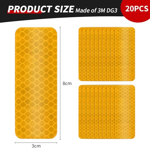 50 Pcs Super Reflection Reflective Stickers Made of 3M DG3, Yellow Outdoor Waterproof Safety Reflective Tape for Car/Bike/Mailbox/Helmet/Truck - Safety Stickers Yellow - color: Fluorescent Yellow 50pcs