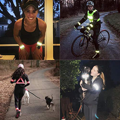 Reflective Bands for Night Walking Reflective Arm Bands for Runners Reflective Wristbands Reflective Ankle Bands Cycling Reflective Running Gear Bike Pant Leg Strap Bicycle Pants Clips - color: Green - 10 Bands