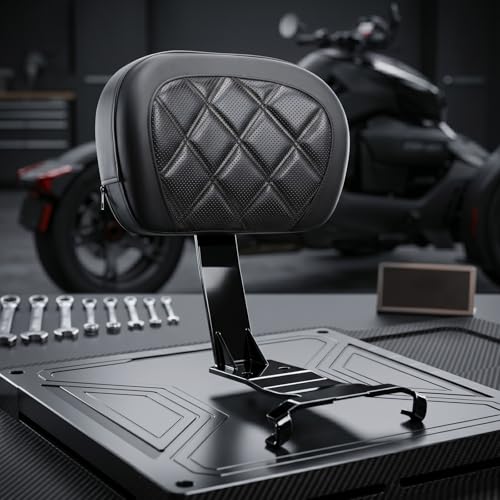 Motorcycle Rear Passenger Backrest Fit for Can-Am Ryker 600/900/Rally Edition 2019-2026, Ryker Sport 2022-2026, 15 Inches Detachable Backrest Pad with Mount Kit, Replace #219400843 (Black Line) - color: Black Line
