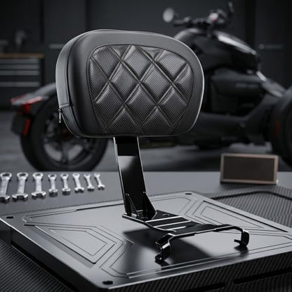 Motorcycle Rear Passenger Backrest Fit for Can-Am Ryker 600/900/Rally Edition 2019-2026, Ryker Sport 2022-2026, 15 Inches Detachable Backrest Pad with Mount Kit, Replace #219400843 (Black Line) - color: Black Line