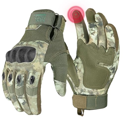 KEMIMOTO Tactical Gloves for Men, Touchscreen Motorcycle Gloves with Hard Shell & Palm Padding for Sports Motorcycle Cycling Tactical Airsoft Paintball Hunting Hiking Camping Climbing - color: Camouflage, Microfiber Protection, size: X-Large