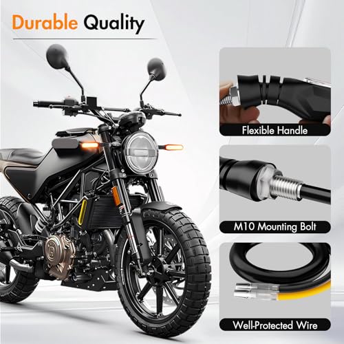 Alopee 4-Pack Sequential LED Motorcycle Turn Signals 12V Flowing IP67 Waterproof Front and Rear Directional Lights High Visibility Universal Fit for Honda Yamaha American Cruiser Adventure Tourer - size: 4 Pack Turn Signals