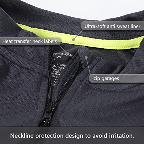 ARSUXEO Men's Full Zipper Long Sleeves Cycling Jersey Bicycle BikingBike Shirt 6030 - color: Dark Gray, size: X-Large