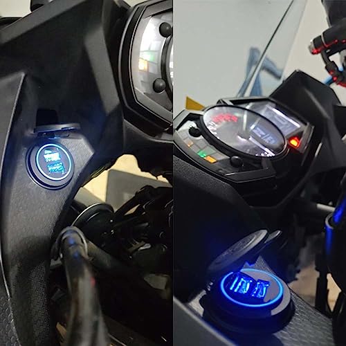 Motorcycle Dual USB Charger with Relay Battery Charger Compatible with Versys650 Versys1000 Ninja400 Ninja650 Versys 650 1000 X300 X650 Ninja 400 650