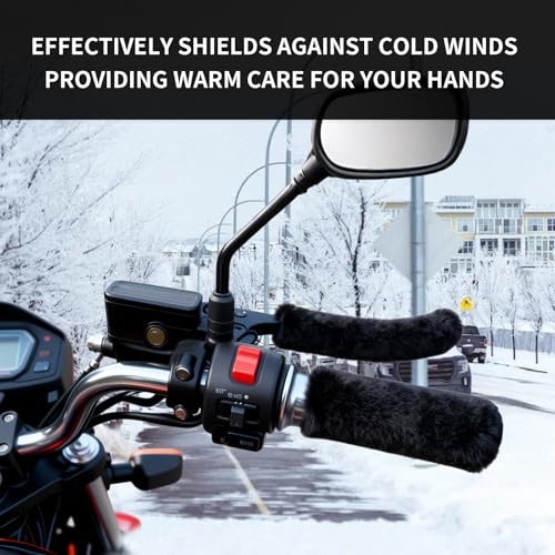 4PCS Soft Plush Motorcycle Handlebar Grips & Brake Covers,Anti-Slip Motorcycle Grips Covers for Comfortable Grip,Winter Essentials Motorcycles Accessories for Bike,Dirt Bike,ATV