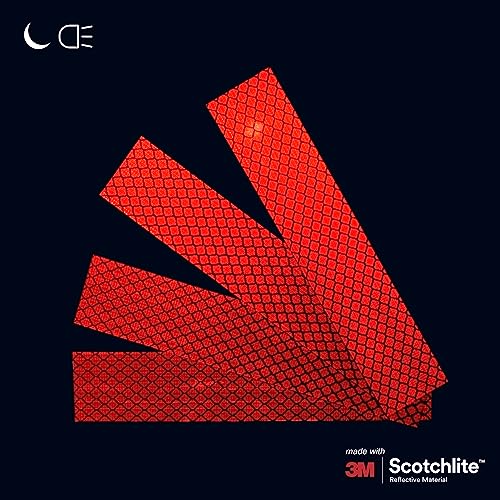 Salzmann Diamond Grade Reflective Sticker, 3M Material, Waterproof, All-Weather, Red, Pack of 4 | Made with 3M Reflective Material | Waterproof Safety Decals | Yellow, Orange, Red & White - color: Red