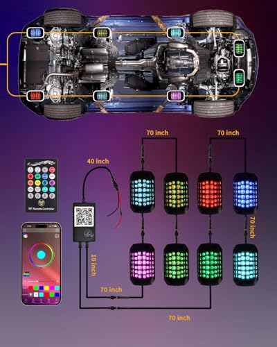 8 PCS RGB LED Rock Lights Kit, 27LED Wide Angle Wheel Well Light with Remote & App Dual Control, Multi Modes Underglow Neon Pod for Offroad Truck ATV UTV SUV