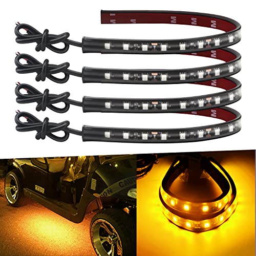 Keiurot 12V Led Light Strip 32CM Waterproof Led Light Strips for Cars Motorcycles Golf Cart Interior & Exterior Marine Boat Amber Led Strip Lights 12V 5050 18SMD,Pack of 4 - color: Amber Led Strip