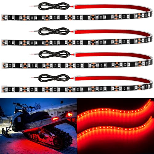 YM E-Bright 4Pcs Led Strip Lights for Car, 24inch Waterproof IP68 Car Underglow Strip Lights Decoration 36SMD 12V Led Interior Exterior Lights Strip for Cars Motorcycles Truck Golf Cart Boat - Red - color: Red, size: 24inch/60cm