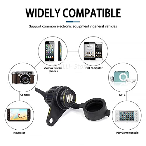 New Motorcycle 12V DV Double USB Charger Adapter for Yamaha Tracer MT-07 MT-09 SP FZ-09 FZ-07 Tracer XSR 700 900 Cigarette Lighter, black