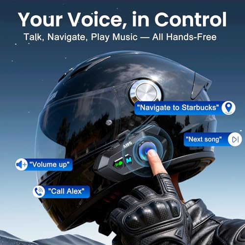 Motorcycle Helmet Bluetooth Headset, Bluetooth 5.4 Intercom for 2 Riders up to 1000m, IPX7 Waterproof, HD Speakers for Harley, Dirt Bike, ATV, & Snowmobile Helmet Communication System