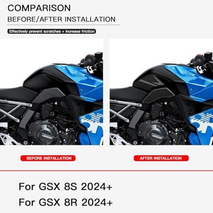 Motorcycle Non-Slip Rubber Gas Tank Pads with Knee Grips - 4-Piece Traction Side Protectors (for Suzuki Vehicle) GSX-8S (2023~) GSX-8R (2024~) (Gray) - color: Gray