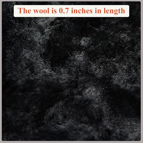 1PC Front Bucket Genuine Sheepskin Car Seat Cover Lambskin Winter Car seat Cushion Lambs Wool Sheep Skin Fuzzy Seat Cover Shearling Car Accessories for SUVs, Saloons and Trucks (Black) - color: Black