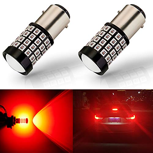 Antline 1157 LED Bulb Flash Strobe Red (2 Pack), 9-30V Super Bright 1600 Lumens 2057 2357 7528 52-SMD LED with Projector for Replacement, Flashing Strobe Brake Tail Stop Light Bulbs - color: Strobe Red