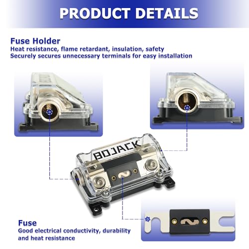 BOJACK 0/2/4 Gauge AWG in-Line ANL Fuse Holder with 300 Amp Fuse No Wire Terminals Needed Inline Fuse Holder with Insulating Cover, Automotive 4, 2, 0 Gauge Fuse Block - size: 300A