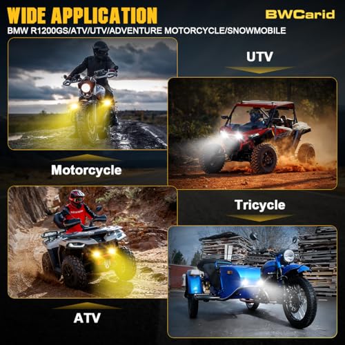 Motorcycle Auxiliary LED Lights - 8 Modes White/Amber Fog Lights Strobe Overtaking Driving Light for Night Riding,with Mount Brackets Wire Harness Kit,for R1200gs ADV,Adventure,Touring,Sport,ATV,UTV