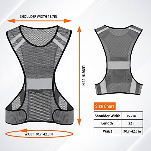 TCCFCCT Reflective Running Vest, High Visibility Running Gear with Large Pocket - color: 2 Pack Mesh Grey