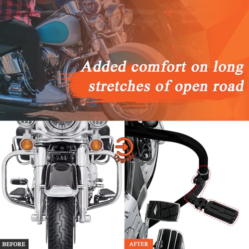 FOVPLUE 1", 1.25" Highway Footpegs,Adjustable Highway Peg for Harley Touring Softail Dyna Sportster Honda Kawasaki Suzuki Yamaha Indian Victory with 1", 1-1/4",22-35mm Engine Guards/Tubing,Gloss Black - color: GLOSS BLACK and Rubber Style