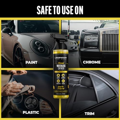 Legendary Ceramic Waterless Car Wash 16oz - High Gloss SiO2 Infused Detailing Spray - Hydrophobic Rinseless Car Wash & Exterior Spray Detailer