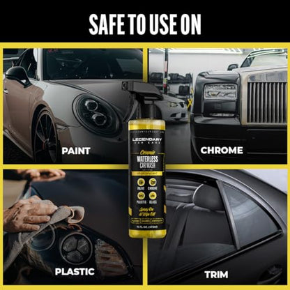 Legendary Ceramic Waterless Car Wash 16oz - High Gloss SiO2 Infused Detailing Spray - Hydrophobic Rinseless Car Wash & Exterior Spray Detailer