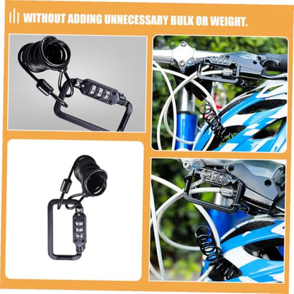 Mikikit Portable Helmet Lock Cable, Security Bike and Motorcycle Tamper-Proof Steel Wire Lock with Combination Code, Lightweight Alloy Spring for Outdoor Cycling and Motorbike Safety