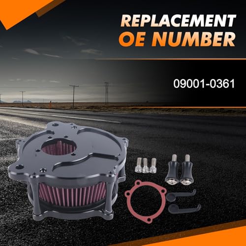 09001-0361 Air Cleaner Intake Filter System Kit CNC Black Air Cleaner Fits for Harley EVO Twin Cam Dyna Softail Fatboy
