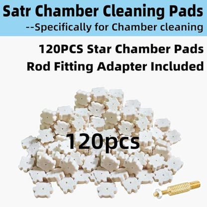 .223Cal 5.56mm .300 Blackout Chamber Cleaning Kit - Non Rotating Cleaning Rod, Bronze Chamber Brush x2, Nylon Chamber Brush x2, Cotton Chamber Mop x2, Star Chamber Cleaning Pads x120