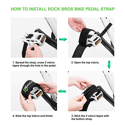 Rock BROS Bike Pedal Straps 1 Pair Pedal Straps Toe Clips Straps Tape for Fixed Gear Bike Adult BMX Mountain & Road Bicycle