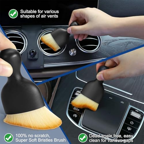 Car Interior Cleaning Brush, Car Interior Cleaning Tool, Car Cleaning Brush Dust Collectors, Curved Design Dirt Dust Clean Brushes, Engine Compartment, Keypads and Dashboard (1)