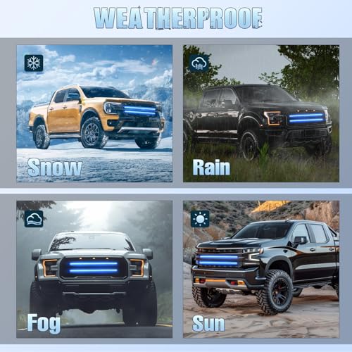 Nilight 2PCS 24 inch Truck Grille Strobe Lights Strip 384 LED Emergency Light Blue Flexible Side Flashing Warning Caution Safety Waterproof Lighting Kit for Trucks Tow Plow Construction Vehicles - color: Blue, size: Grille Strobe Lights