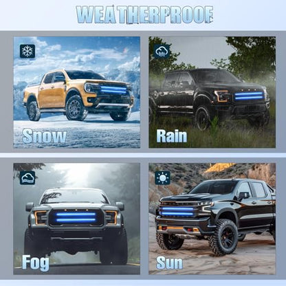 Nilight 2PCS 24 inch Truck Grille Strobe Lights Strip 384 LED Emergency Light Blue Flexible Side Flashing Warning Caution Safety Waterproof Lighting Kit for Trucks Tow Plow Construction Vehicles - color: Blue, size: Grille Strobe Lights