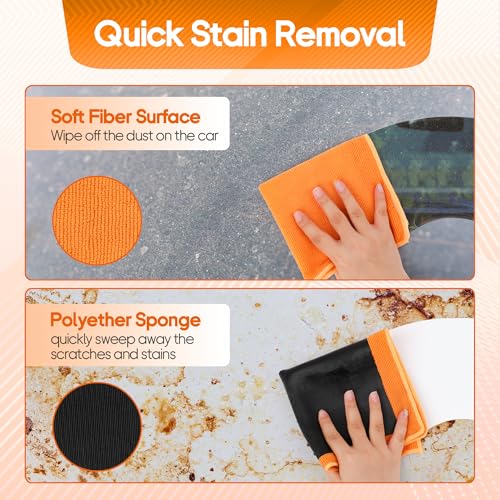 2PCS Clay Towel Auto Detailing, Clay Bar Towel Cloth Auto Detailing for Car (12 x 12 in) (Orange) - color: Orange