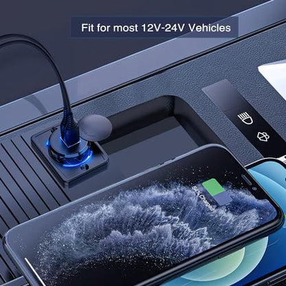 Nilight Quick USB Outlet Socket 12V 24V Dual USBs Connector 5V 4.8A Car Outlets with Waterproof Cover Rotating Cap LED Light for Cars Trucks Motorcycle RVs Campers - color: Dual USB