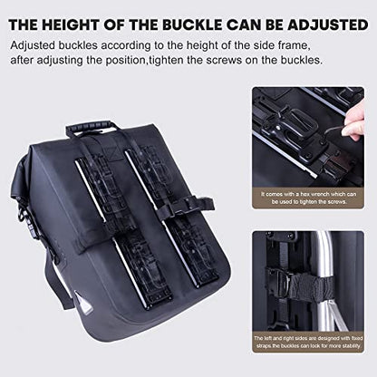 WILD HEART Motorcycle Pannier Bag Quick Detachable Waterproof TPU Hanging Motorcycle Bag riding Equipment Suitable for Motorcycles with Aluminum alloy side Frame (1 piece) (Black 22L-30L)