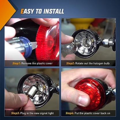 Nilight LED Turn Signal Rear Brake Running Lights 1157 Double Contacts Plug and Play for Harley Davidson Dyna Sportster Touring Street Glide Road King Iron 883 - color: Clear turn signal light