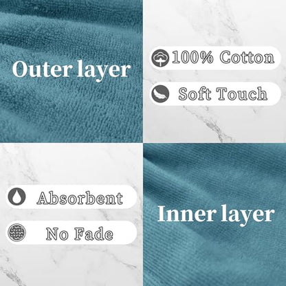 VOOVA & MOVAS 6-Pack Shower Wash Cloth, 100% Cotton Soft Absorbent Bath Mitts with Hanging Loop, 8.3x6.3 Inch European Style Bathing Gloves for Body & Spa, Aqua Blue - color: Aqua Blue