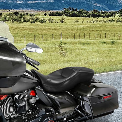 XFMT Motorcycle Black Hammock Rider & Passenger Seat Fits Harley Touring Road King Street Glide Road Glide Electra Glide FLHR FLHX FLTRX 2009-2023 - color: Black For Harley Touring '09-'23